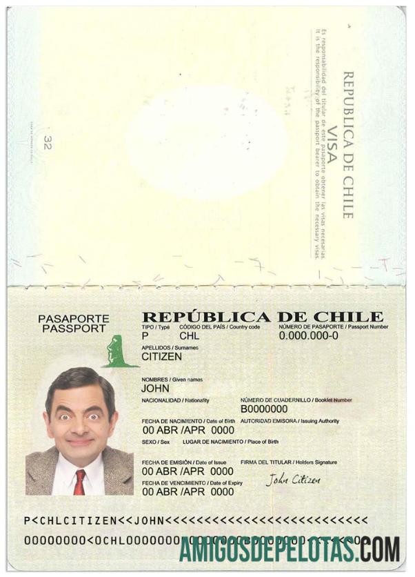 Passaporte Chile Versão 2 amostra